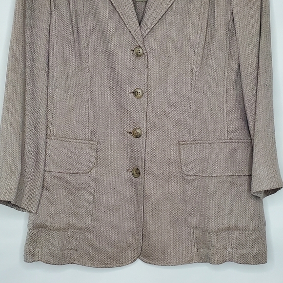 Peruvian Connection Linen Blend Blazer Size14 Old Money Sandstone Jacket NEW - Picture 5 of 16